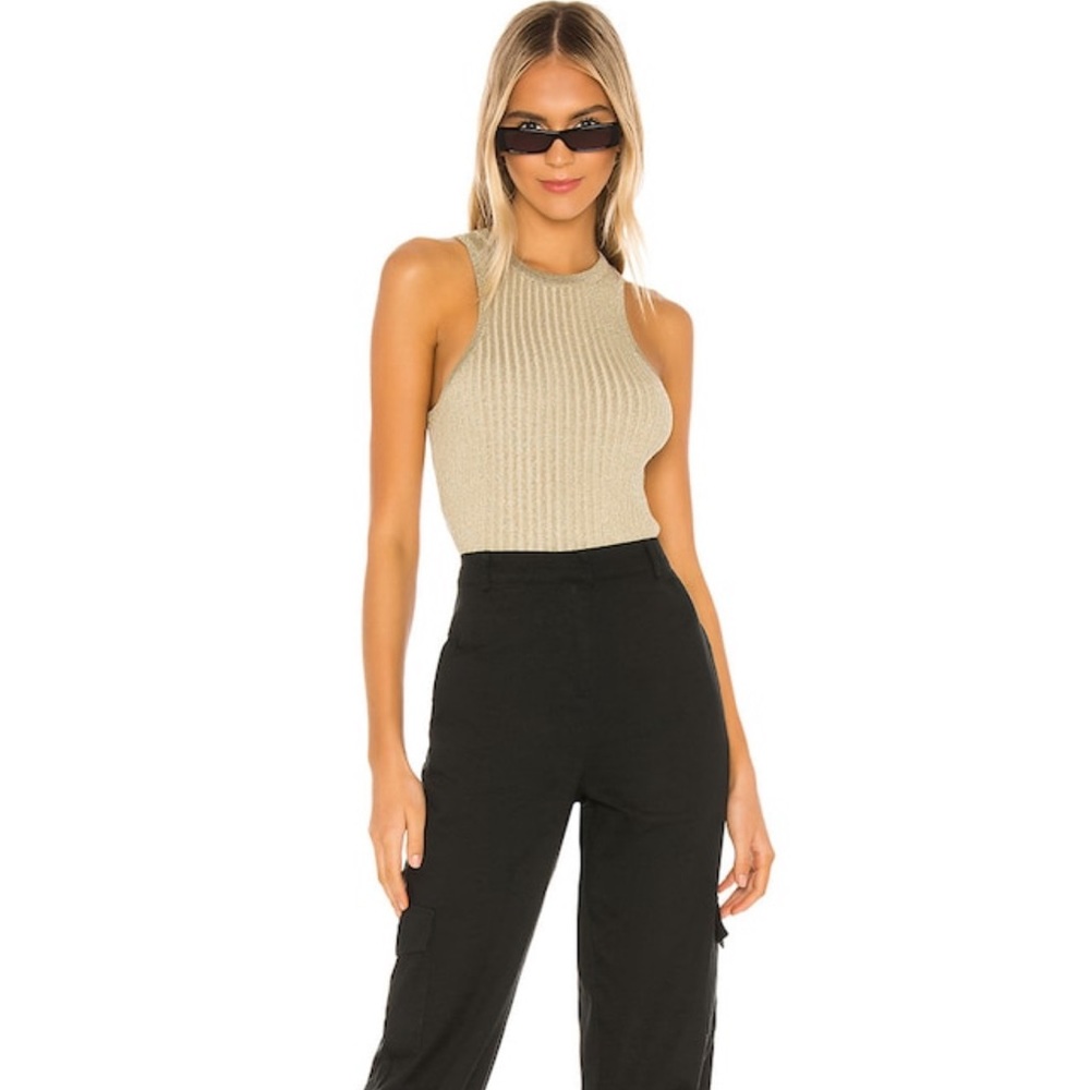Sonya rib sweater tank in gold